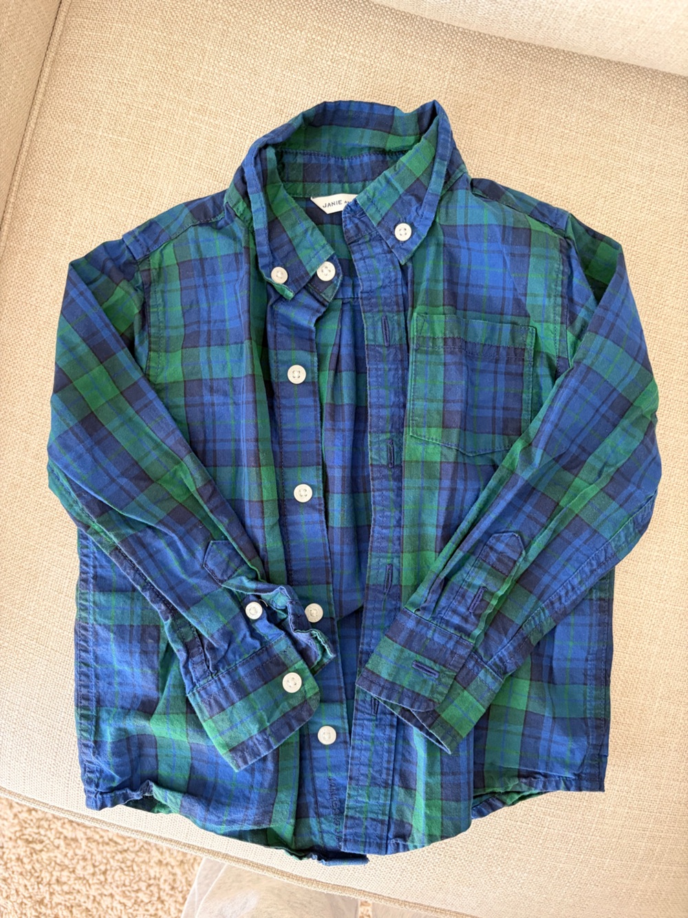 Janie and Jack Blue & Green Plaid Button-Down Shirt